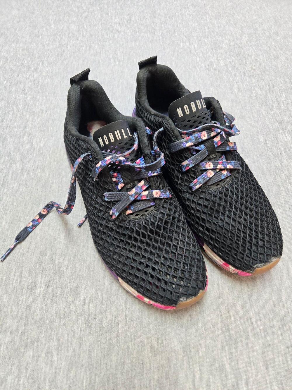 NOBULL Mesh Shoes Womens Size 7.5 Black Floral Athletic Training Running Gym